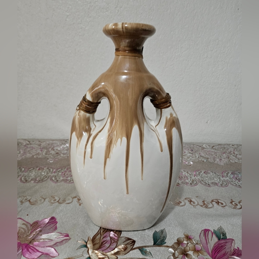 Vintage Mid-Century Ceramic‎ Drip Glazed Vase 16" Large Art Decor Pottery MCM